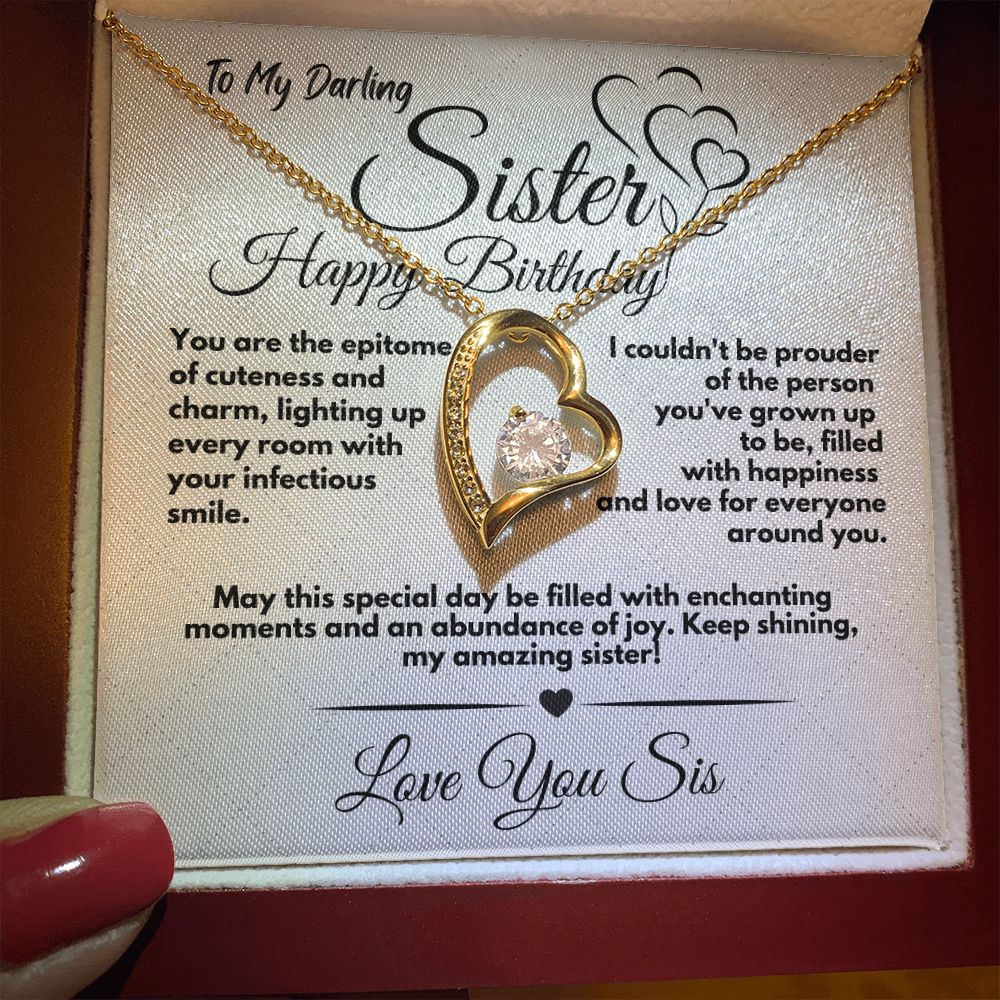 Cute Birthday Gift Ideas To My Sister, Present To Sibling With A Message Card In A Box, Heart Jewelry Necklace To Bonus Sister On Her Bday, Heart Pendant To My Kin - Zahlia