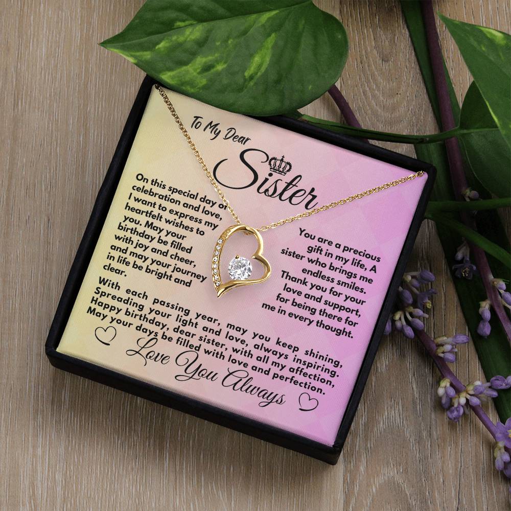 Cute Gifts Ideas To My Sister On Her Birthday, Heart Necklace With A Message Card In A Box, Elegant Jewelry Present For Bonus Sister, Unique Pendant Idea - Zahlia