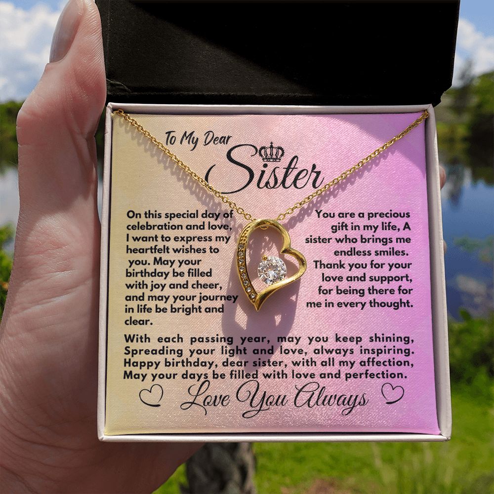 Cute Gifts Ideas To My Sister On Her Birthday, Heart Necklace With A Message Card In A Box, Elegant Jewelry Present For Bonus Sister, Unique Pendant Idea - Zahlia