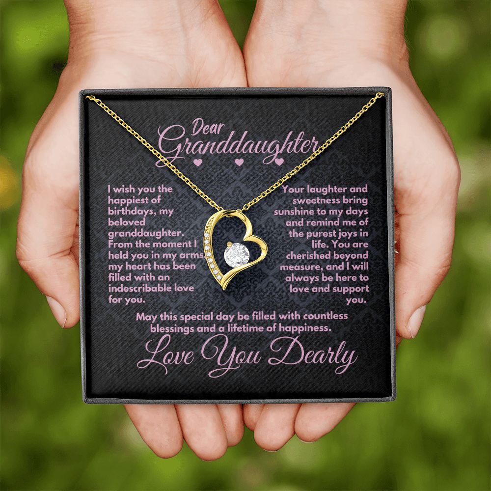 Cute Jewelry Birthday Gift Ideas For Granddaughter, Cute Heart Necklace Present With A Message Card In A Gift Box, Unique Bday Present For Grandchild/Grandkid - Zahlia