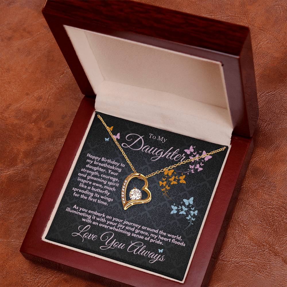 Daughter Birthday Gift Ideas From Mom/Dad/Parents, Heart Jewelry Necklace With A Message Card In A Box, Bday Present For My Daughter/Stepdaughter - Zahlia