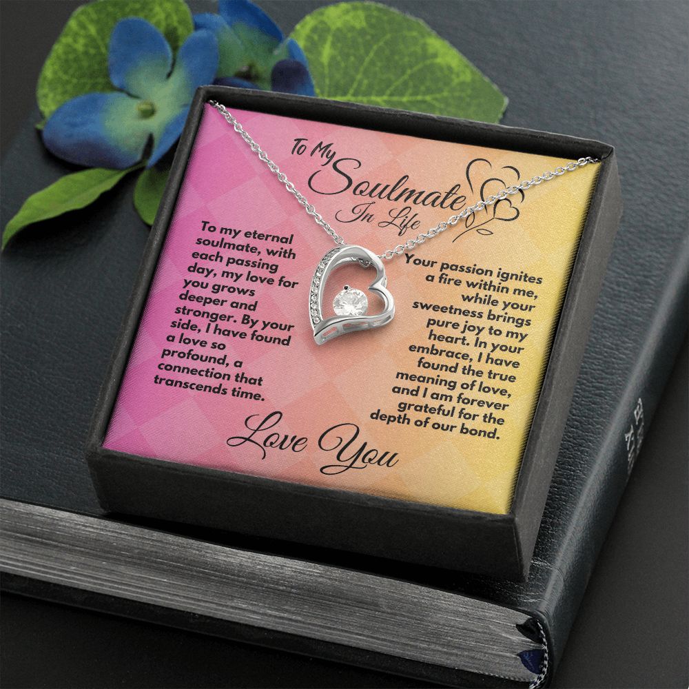 Gift To My Soulmate/Wife, Elegant Heart Necklace With Message In A Gift Box, Jewelry Present From Hubby/Partner, Unique Gift Ideas To My Soulmate In Life - Zahlia