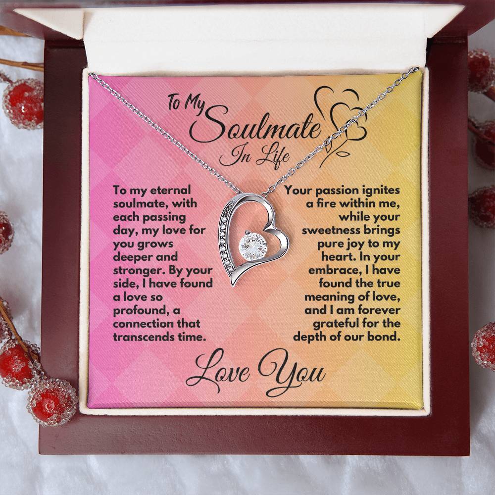 Gift To My Soulmate/Wife, Elegant Heart Necklace With Message In A Gift Box, Jewelry Present From Hubby/Partner, Unique Gift Ideas To My Soulmate In Life - Zahlia