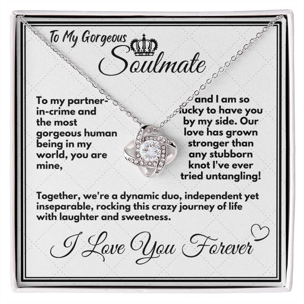 Gift To My Soulmate/Wife, Elegant Love Knot Necklace With Message In A Gift Box, Jewelry Present From Hubby, Unique Pendant Gifts Ideas To My Soulmate In Life - Zahlia