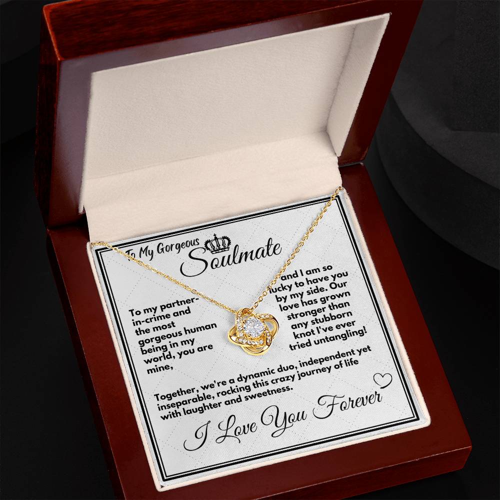 Gift To My Soulmate/Wife, Elegant Love Knot Necklace With Message In A Gift Box, Jewelry Present From Hubby, Unique Pendant Gifts Ideas To My Soulmate In Life - Zahlia