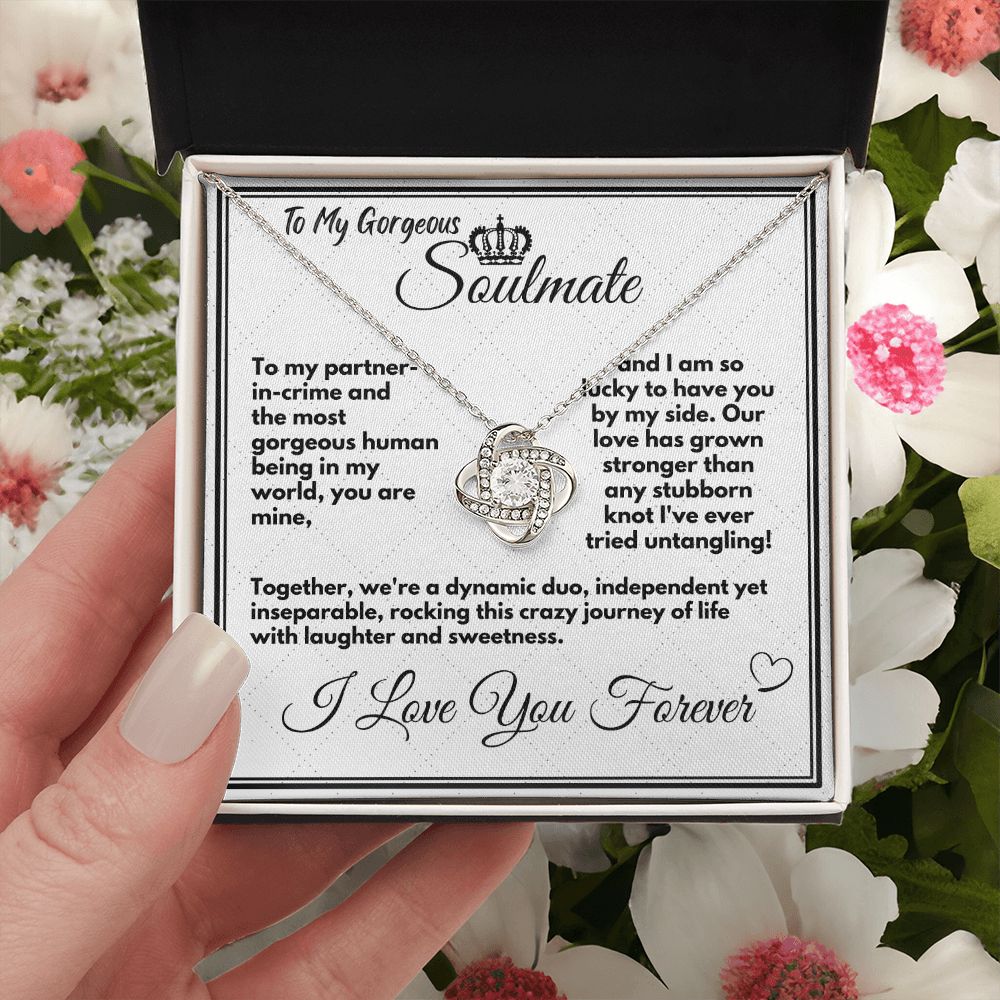 Gift To My Soulmate/Wife, Elegant Love Knot Necklace With Message In A Gift Box, Jewelry Present From Hubby, Unique Pendant Gifts Ideas To My Soulmate In Life - Zahlia