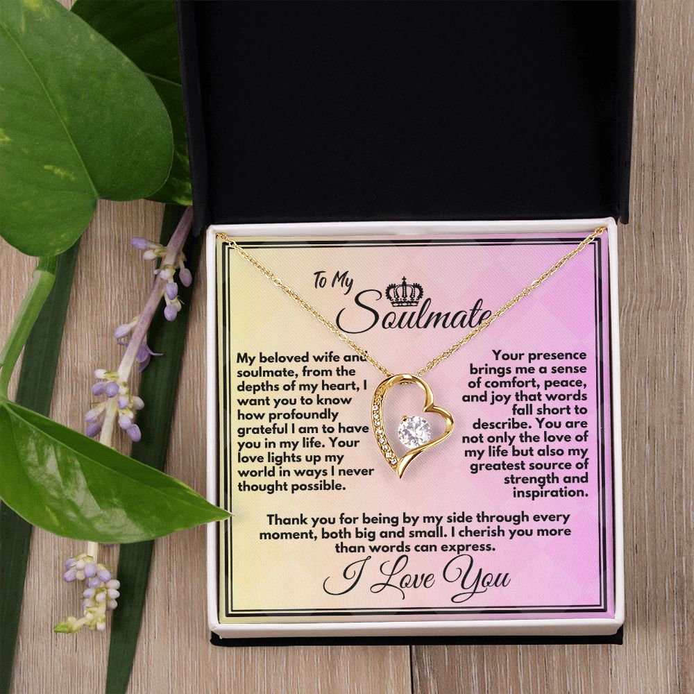 Gift To My Wife/Soulmate, Elegant Heart Necklace With Message In A Gift Box, Jewelry Present For My Wife/Partner, Unique Gift Ideas To My Soulmate In Life - Zahlia