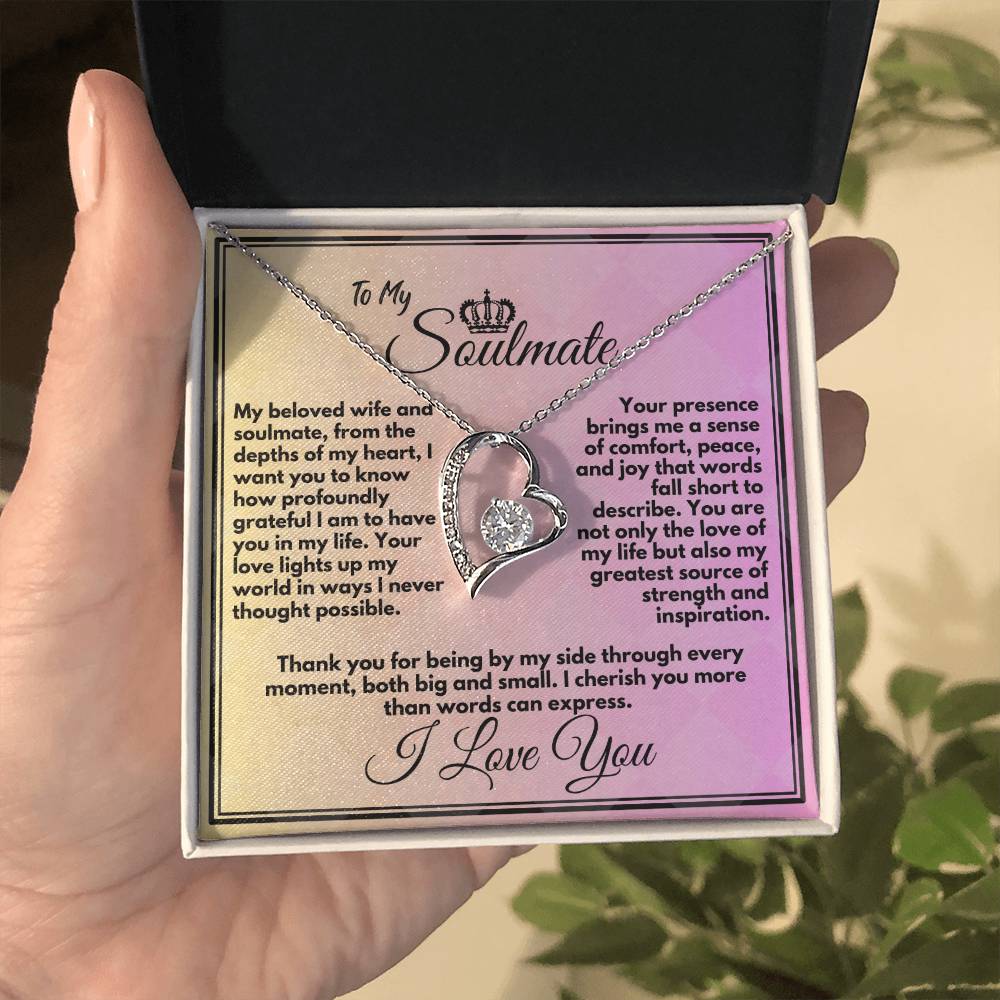 Gift To My Wife/Soulmate, Elegant Heart Necklace With Message In A Gift Box, Jewelry Present For My Wife/Partner, Unique Gift Ideas To My Soulmate In Life - Zahlia