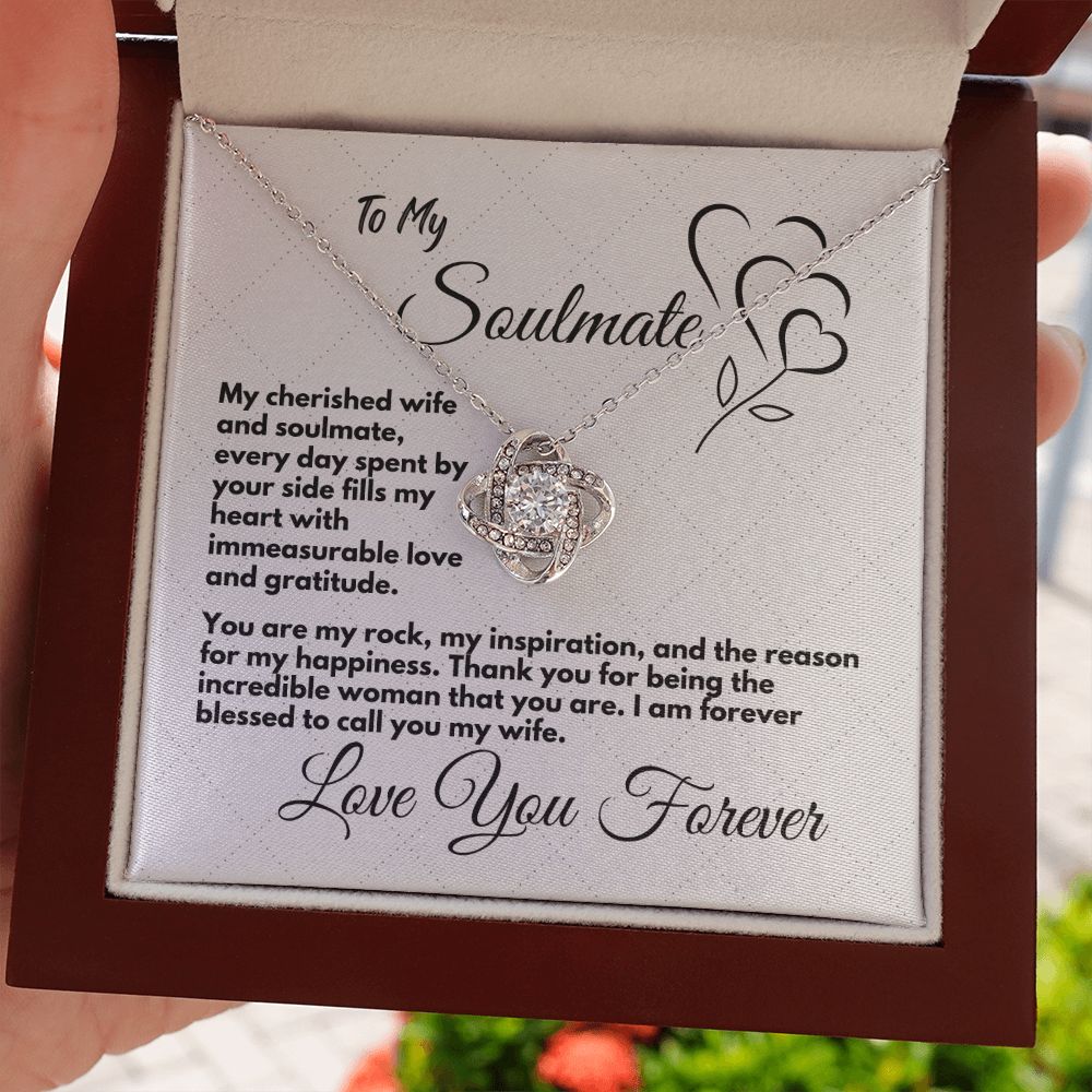 Gift To My Wife/Soulmate, Elegant Love Knot Necklace With Message In A Gift Box, Jewelry Present For My Wife/Partner, Unique Gift Ideas To My Soulmate In Life - Zahlia