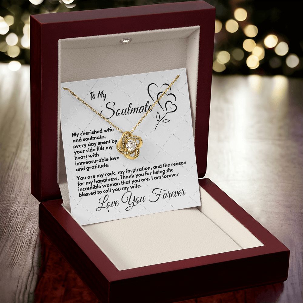 Gift To My Wife/Soulmate, Elegant Love Knot Necklace With Message In A Gift Box, Jewelry Present For My Wife/Partner, Unique Gift Ideas To My Soulmate In Life - Zahlia