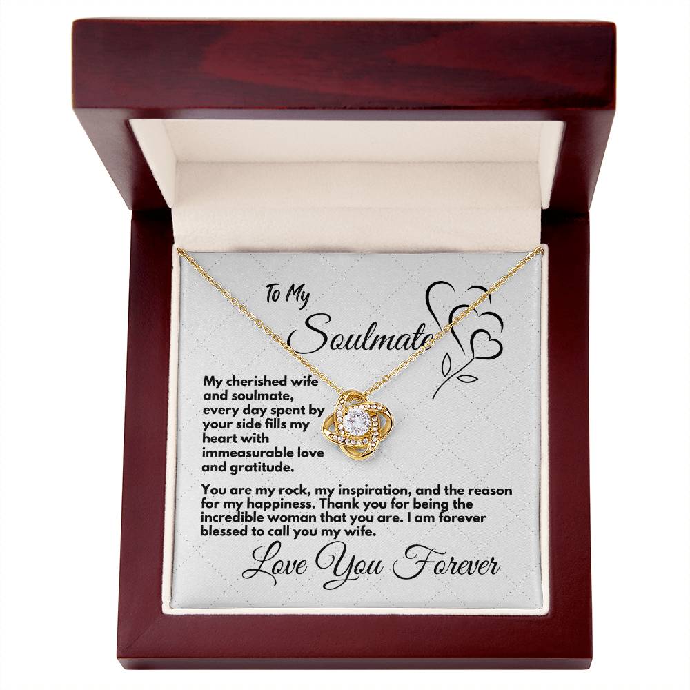 Gift To My Wife/Soulmate, Elegant Love Knot Necklace With Message In A Gift Box, Jewelry Present For My Wife/Partner, Unique Gift Ideas To My Soulmate In Life - Zahlia