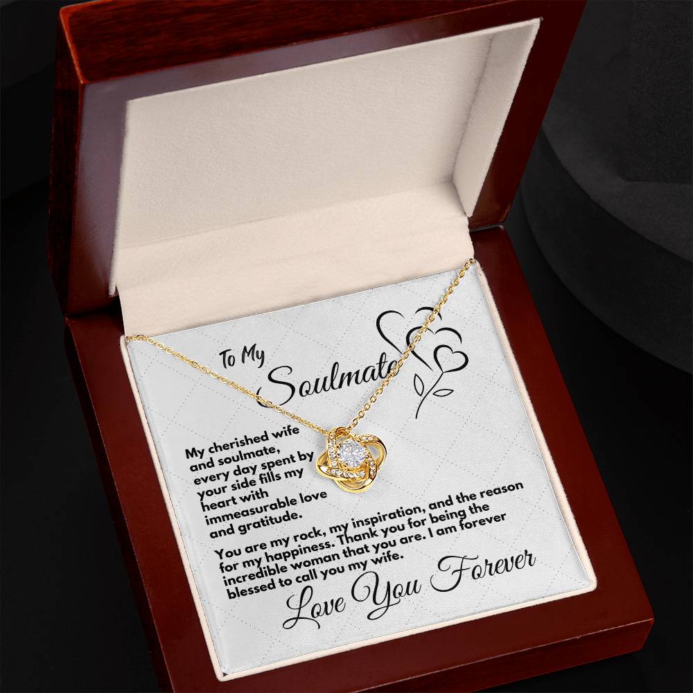 Gift To My Wife/Soulmate, Elegant Love Knot Necklace With Message In A Gift Box, Jewelry Present For My Wife/Partner, Unique Gift Ideas To My Soulmate In Life - Zahlia