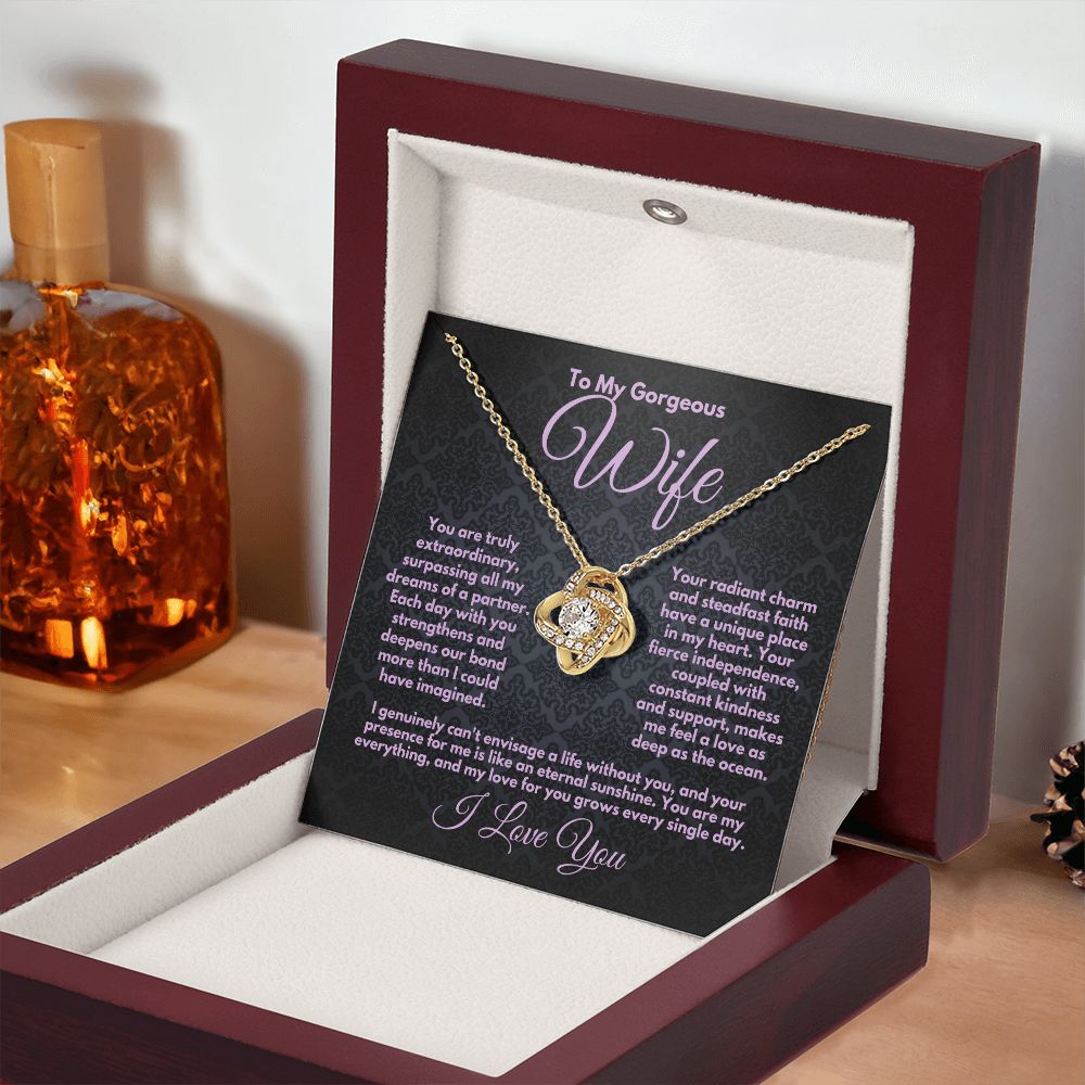 Gift to Wife On Her Birthday/Anniversary, Love Knot Jewelry Necklace With A Message Card In A Lovely Box, Unique Bday Gifts Ideas For Women, Present From Husband - Zahlia