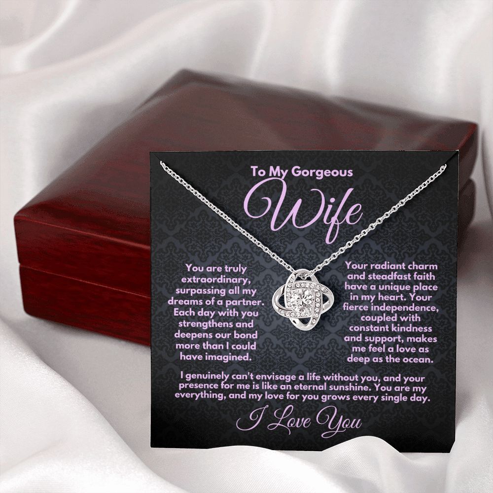 Gift to Wife On Her Birthday/Anniversary, Love Knot Jewelry Necklace With A Message Card In A Lovely Box, Unique Bday Gifts Ideas For Women, Present From Husband - Zahlia