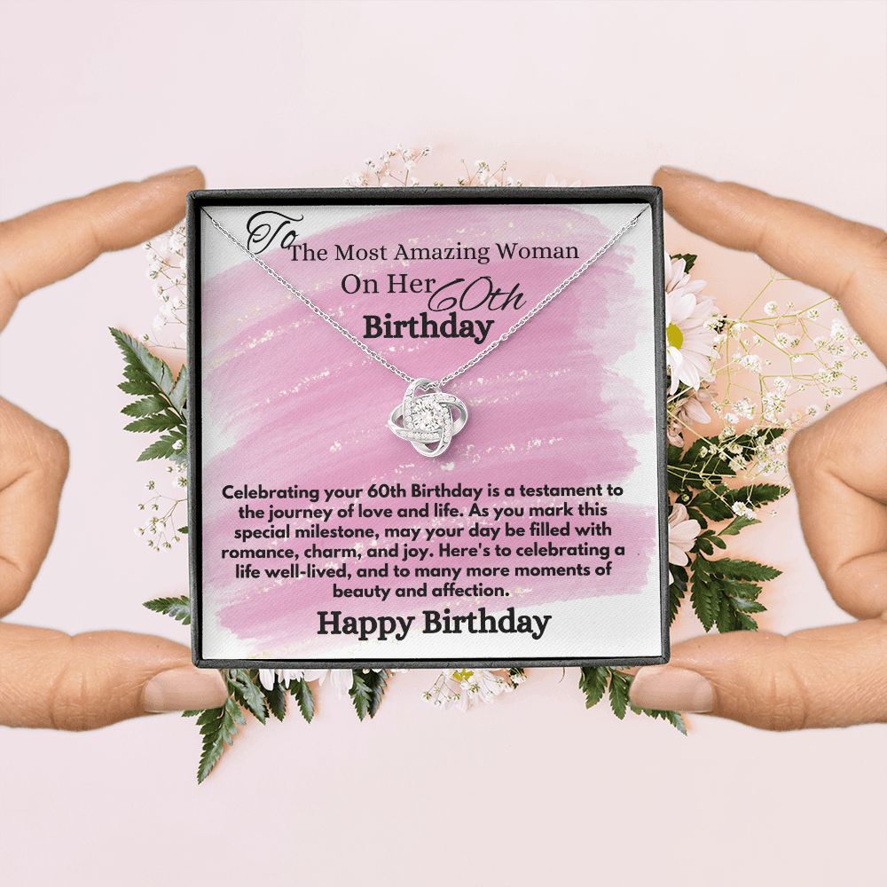 Happy 60th Birthday Jewelry Gift For Her, Elegant Necklace Gifts Ideas With A Heartfelt Message Card In A Box, Women's Jewelry Present, Gift From Hubby To His Soulmate - Zahlia