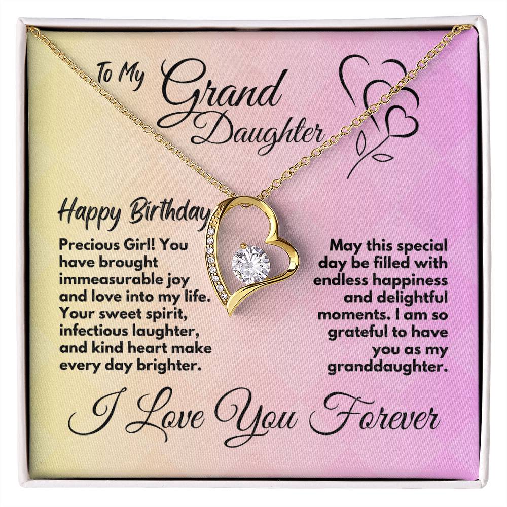 Jewelry Birthday Gift Ideas For Granddaughter, Cute Heart Necklace Present With A Message Card In A Gift Box, Unique Bday Present For Grandchild/Grandkid - Zahlia