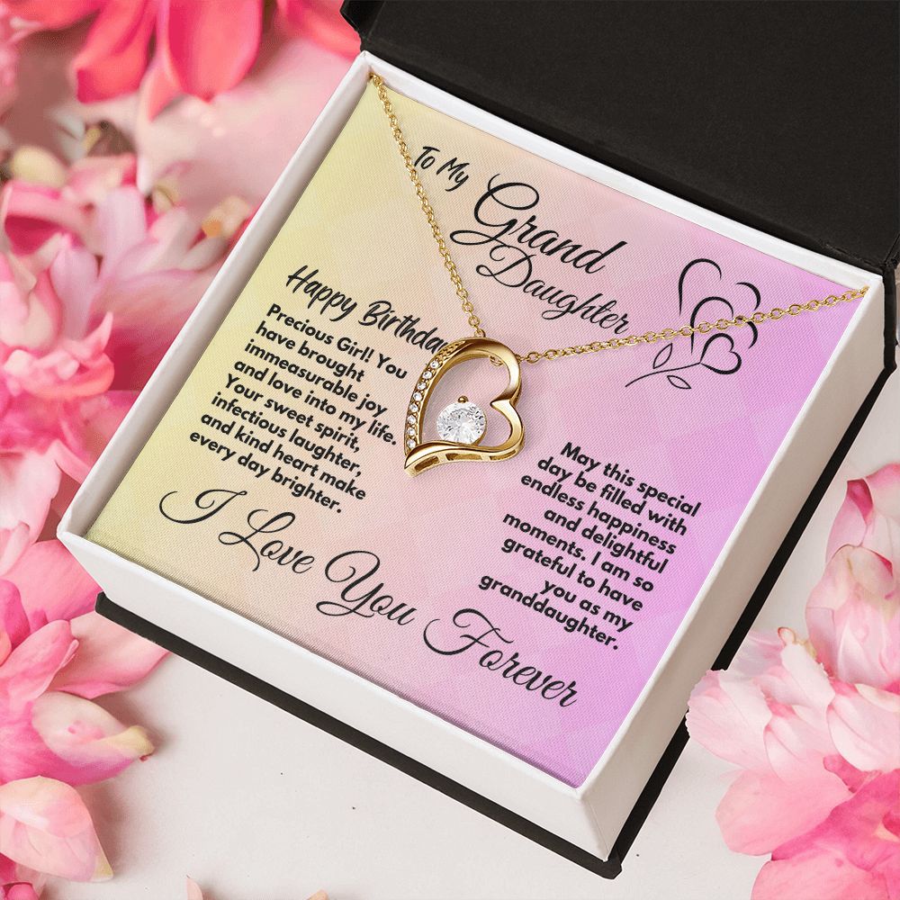 Jewelry Birthday Gift Ideas For Granddaughter, Cute Heart Necklace Present With A Message Card In A Gift Box, Unique Bday Present For Grandchild/Grandkid - Zahlia