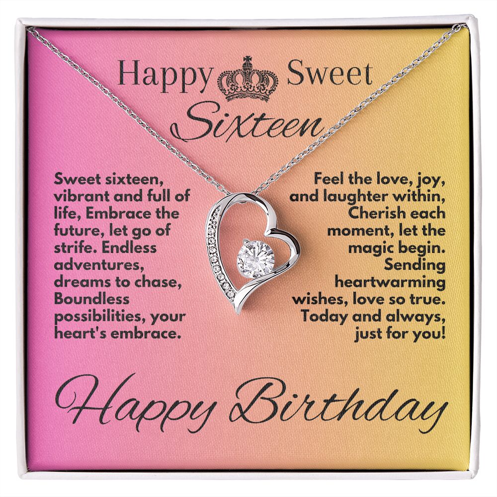 Sixteen Birthday Gifts Idea For My Daughter, Heart Jewelry Necklace Present With A Message Card In A Box, Bday Gift Ideas For Sweet Sixteen Celebration Girls, - Zahlia