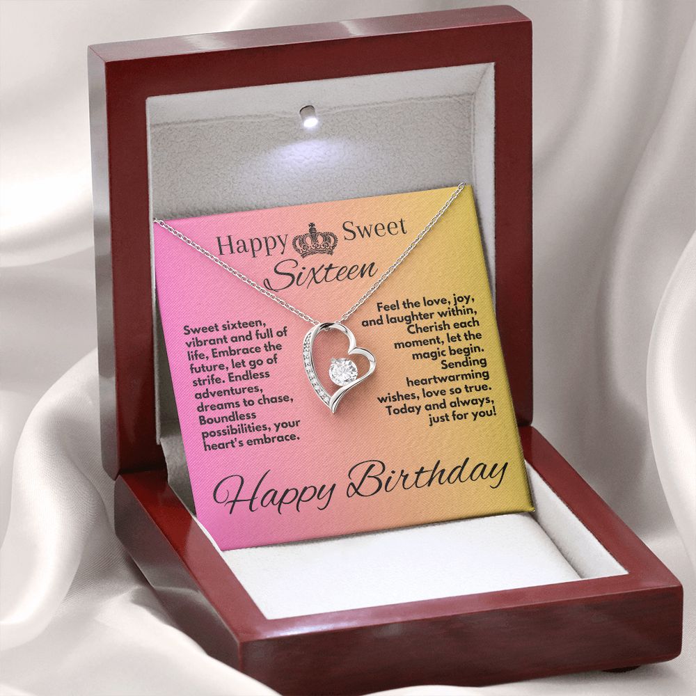 Sixteen Birthday Gifts Idea For My Daughter, Heart Jewelry Necklace Present With A Message Card In A Box, Bday Gift Ideas For Sweet Sixteen Celebration Girls, - Zahlia